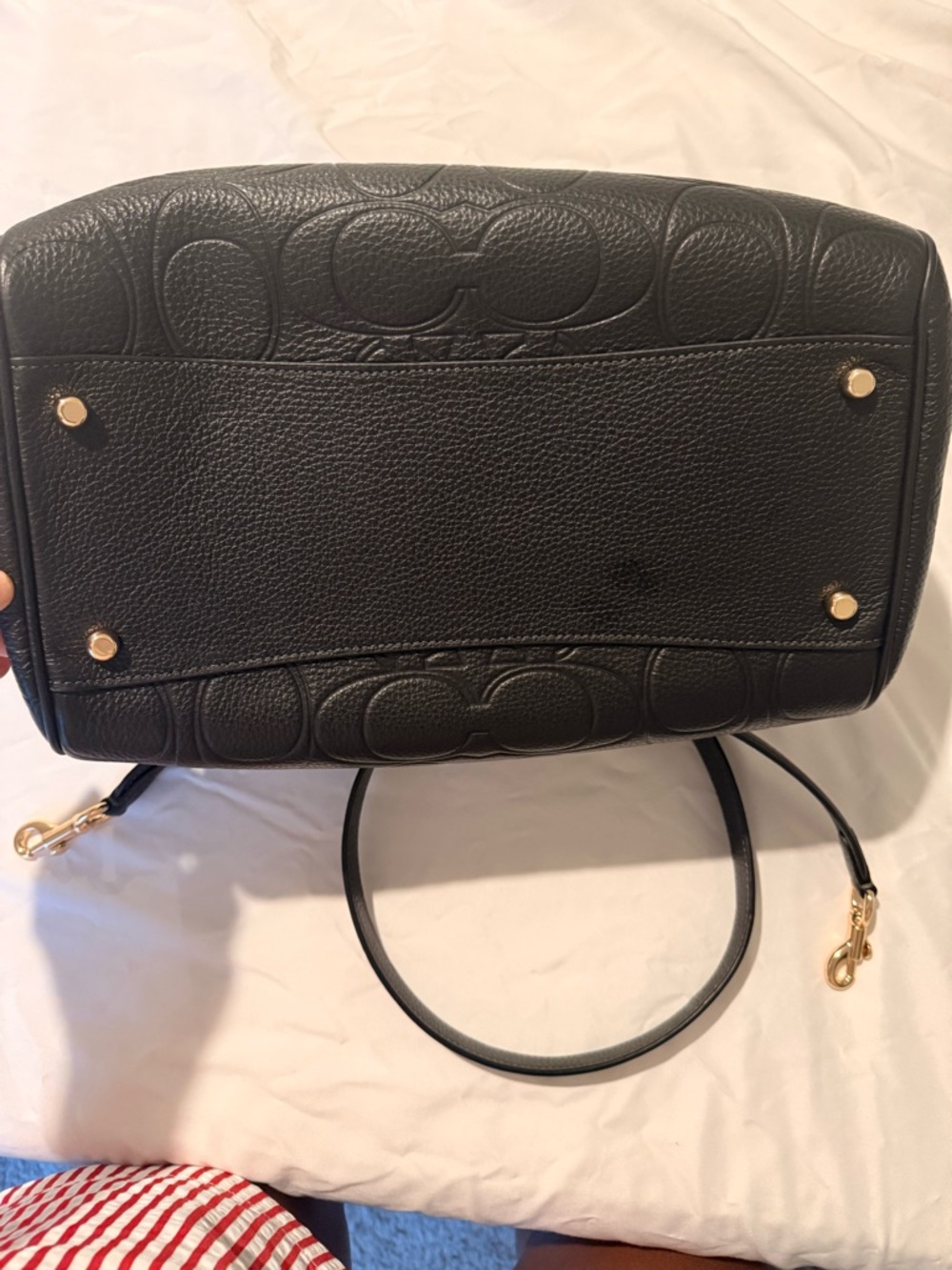 Coach Black Embossed Large Rowan Signature Satchel with Removable Strap - Picture 4 of 4